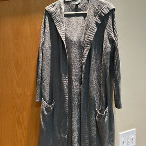 Barefoot Dreams Charcoal Hooded Cardigan